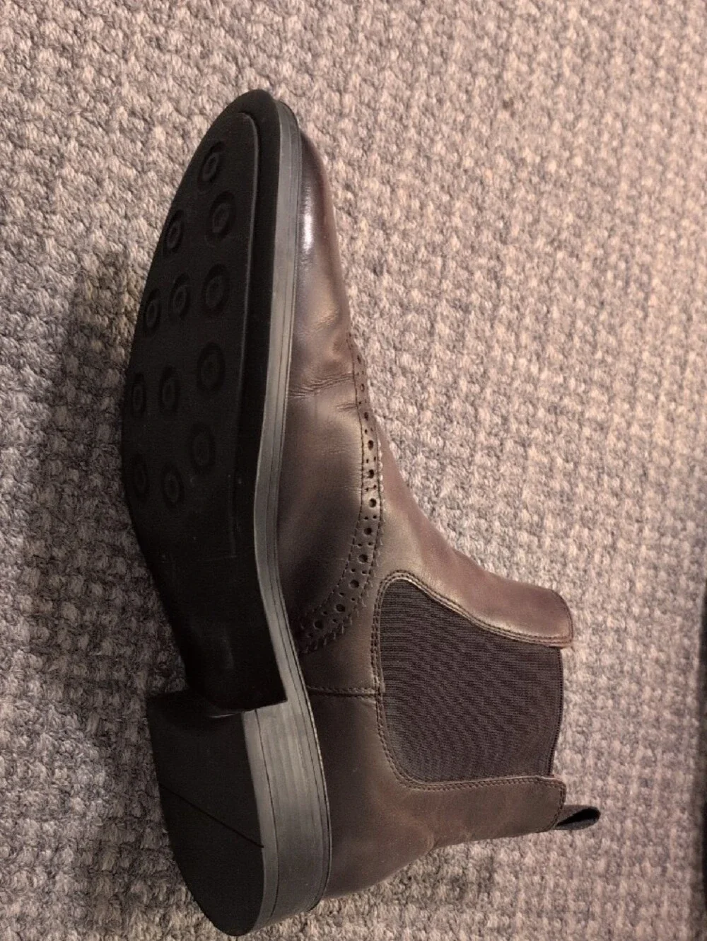 Men’s Moral Code Brown Leather Brogue-Style Chelsea Boots-- Size 10